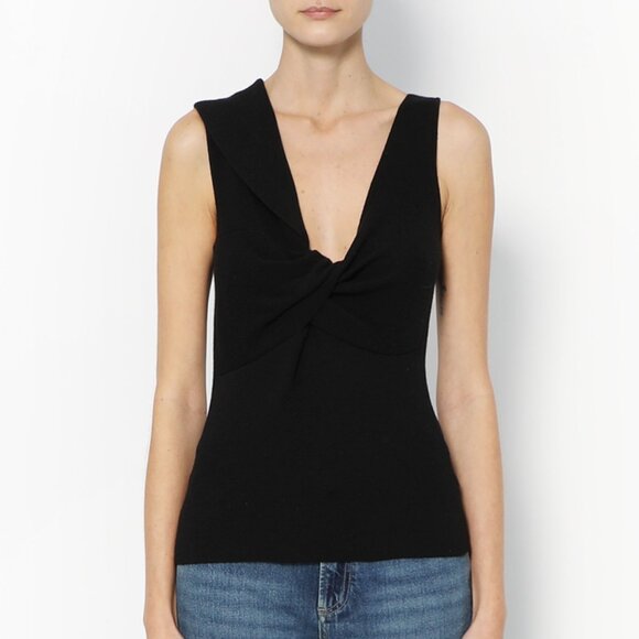 Alexander McQueen Knotted Knit Cashmere Silk V Neck Sleeveless Shell Tank - Picture 1 of 11